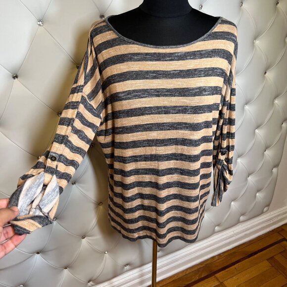 Ki-line Striped Black And Tan Women’s Top Size S - Picture 3 of 9